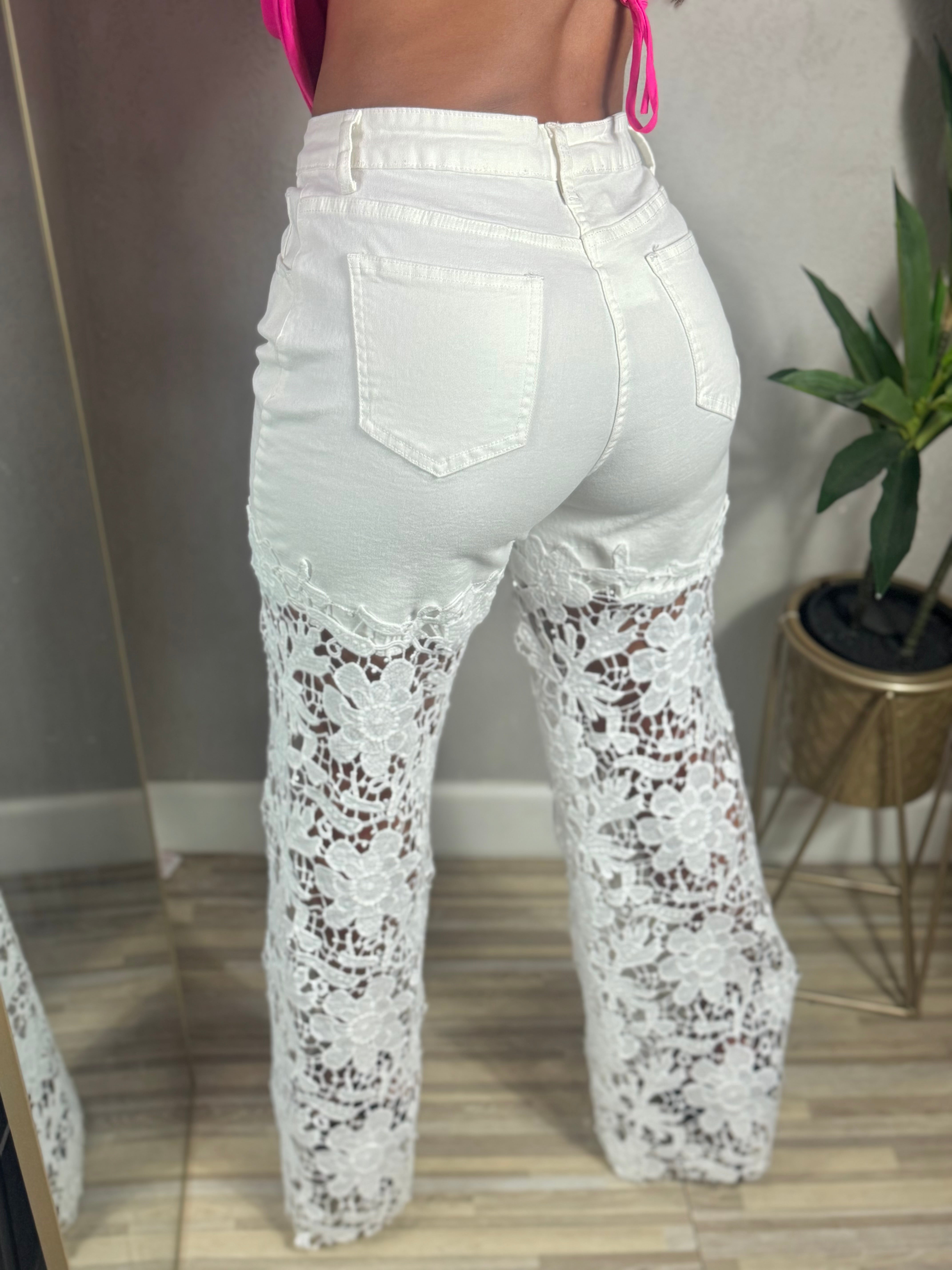 Denim crochet pants