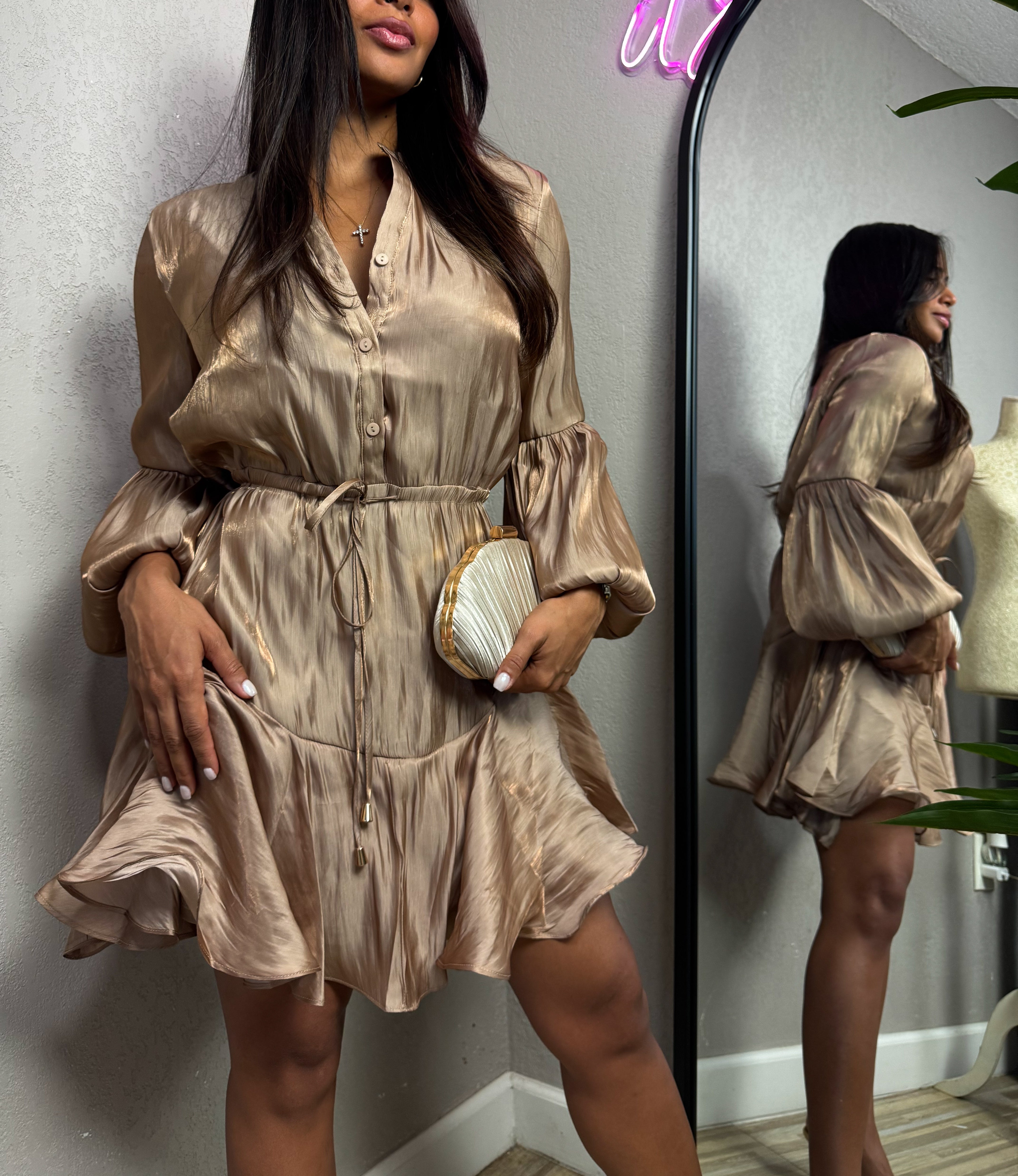 Mini vestido cromo