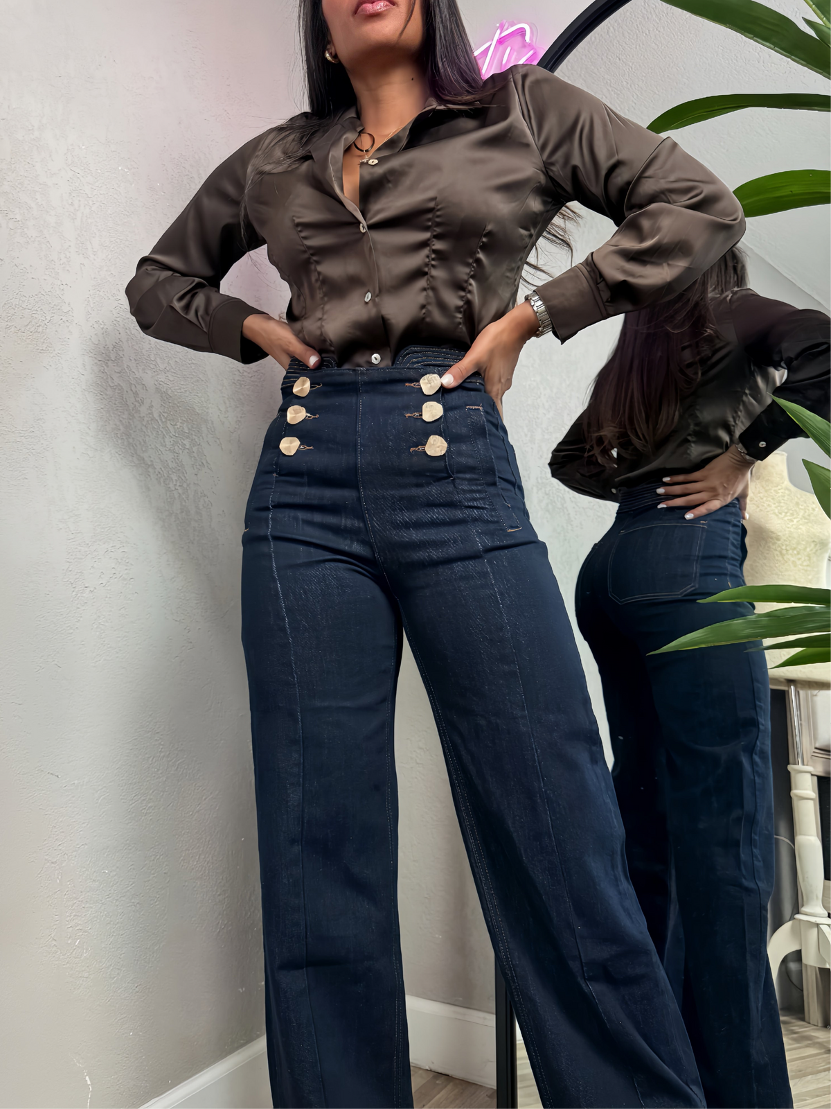 Denim jeans con Detalles en botones
