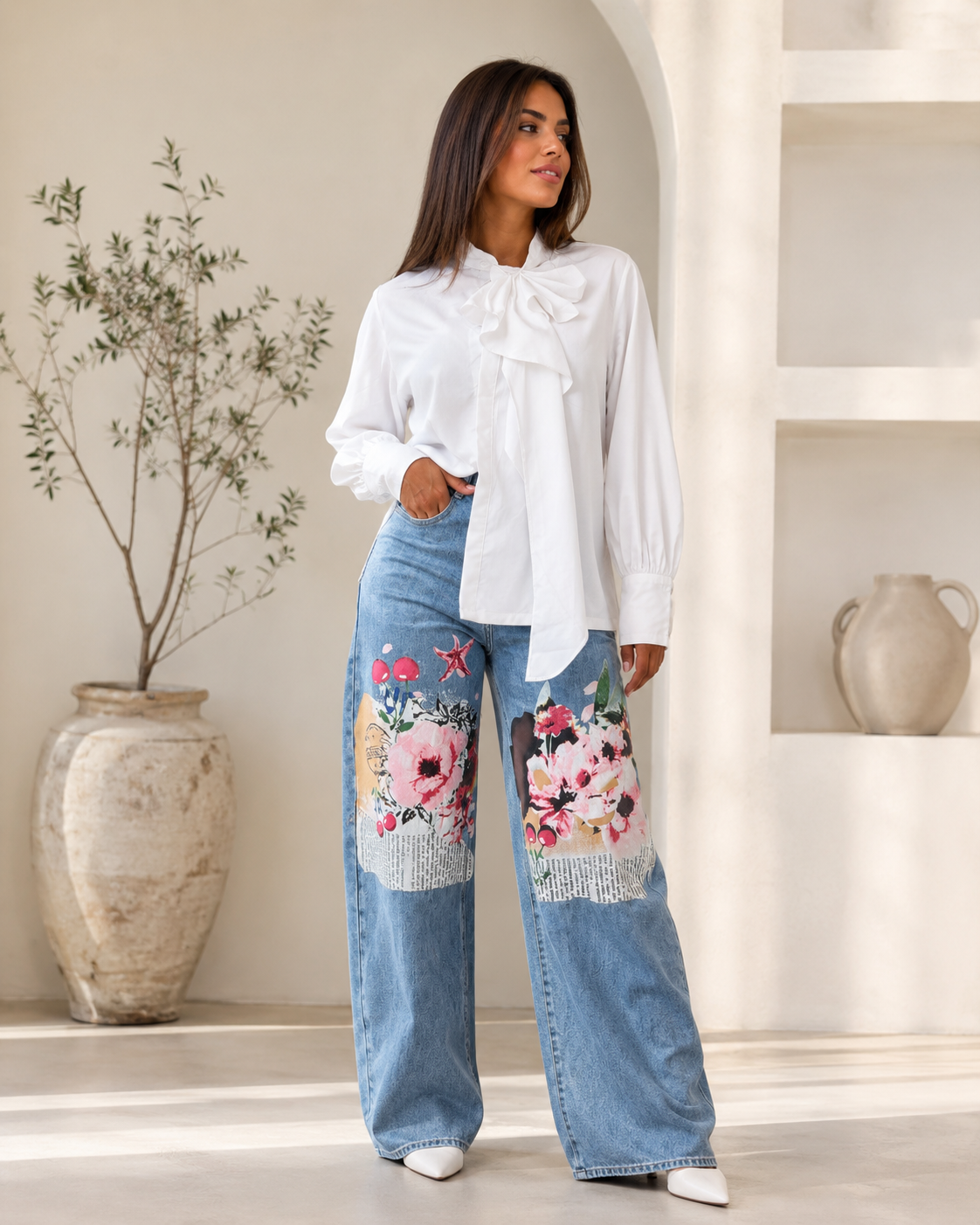 Ruffle white blouse